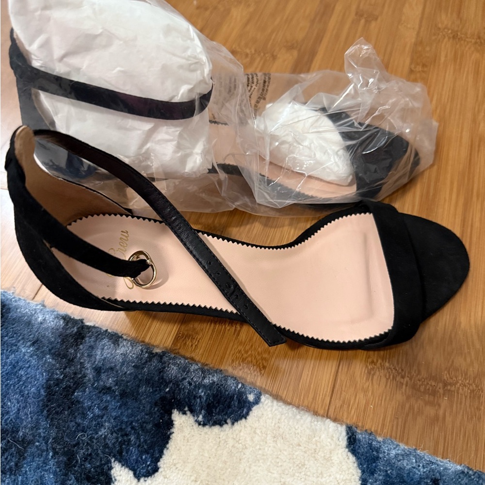 J. Crew Black Heels with Suede Finish